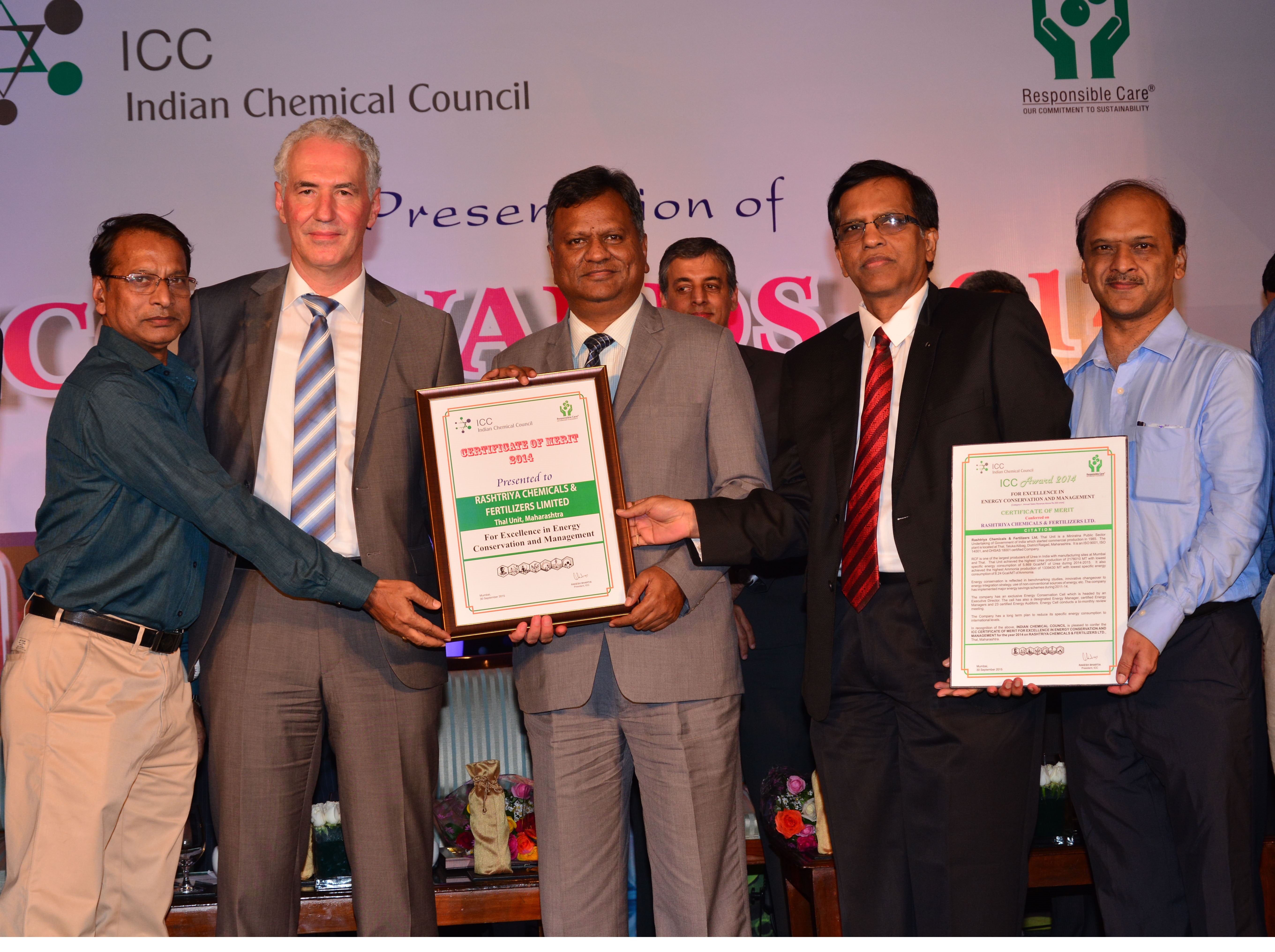 RCF Bags ICC Award for Excellence in Energy Conservation and Management