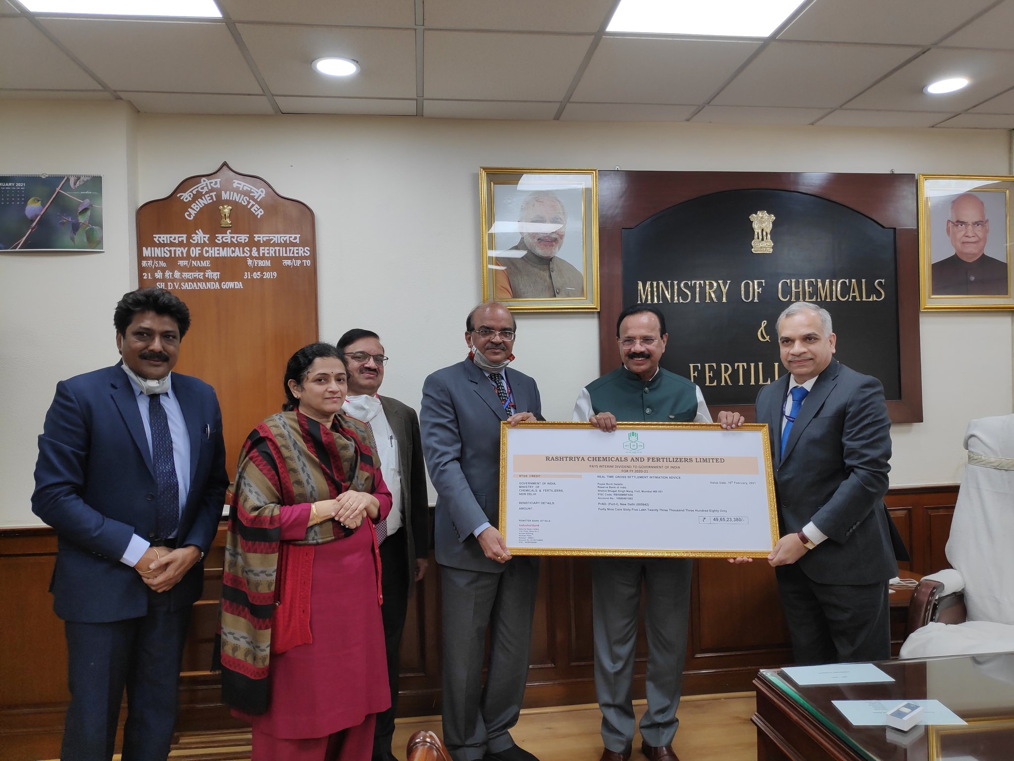 RCF Pays Dividend to the Govt. of India